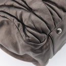 Miu Miu Matelasse Hand Bag Leather Gray Silver Auth 207068A-14