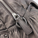 Miu Miu Matelasse Hand Bag Leather Gray Silver Auth 207068A-15