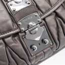 Miu Miu Matelasse Hand Bag Leather Gray Silver Auth 207068A-20