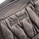 Miu Miu Matelasse Hand Bag Leather Gray Silver Auth 207068A-21