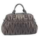 Miu Miu Matelasse Hand Bag Leather Gray Silver Auth 207068A-3
