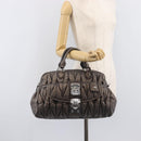 Miu Miu Matelasse Hand Bag Leather Gray Silver Auth 207068A-30