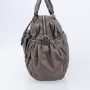 Miu Miu Matelasse Hand Bag Leather Gray Silver Auth 207068A-4