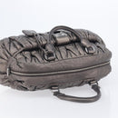 Miu Miu Matelasse Hand Bag Leather Gray Silver Auth 207068A-7