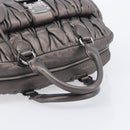 Miu Miu Matelasse Hand Bag Leather Gray Silver Auth 207068A-8