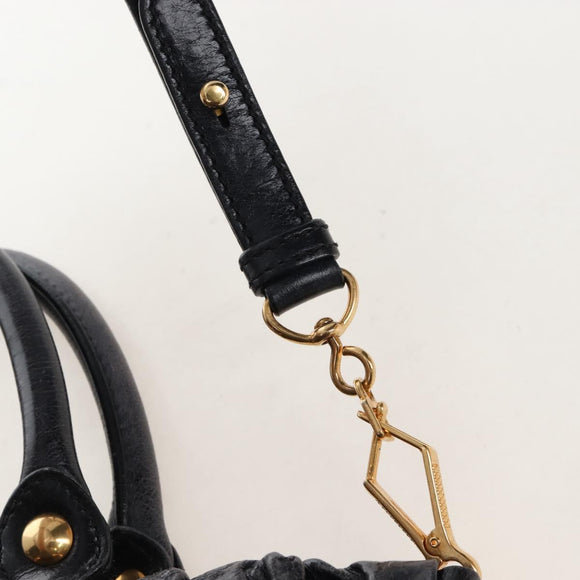 Miu Miu Matelasse Hand Bag Vitellolux 2way Black Gold Auth 207070V