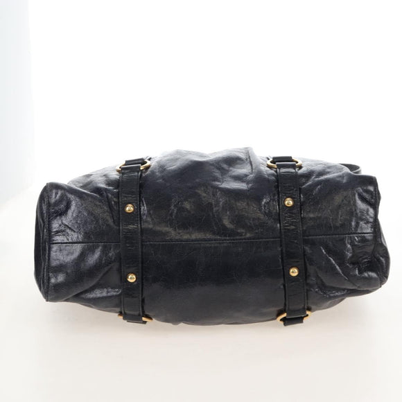 Miu Miu Matelasse Hand Bag Vitellolux 2way Black Gold Auth 207070V