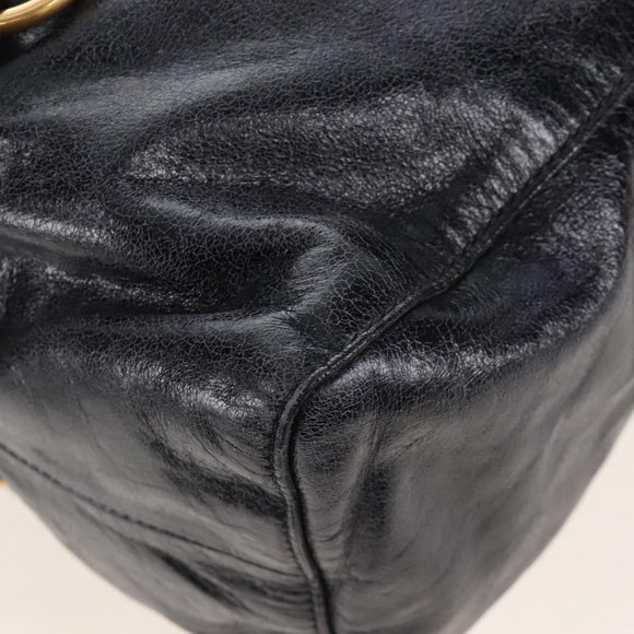 Miu Miu Matelasse Hand Bag Vitellolux 2way Black Gold Auth 207070V