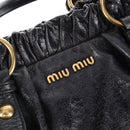 Miu Miu Matelasse Hand Bag Vitellolux 2way Black Gold Auth 207070V-17