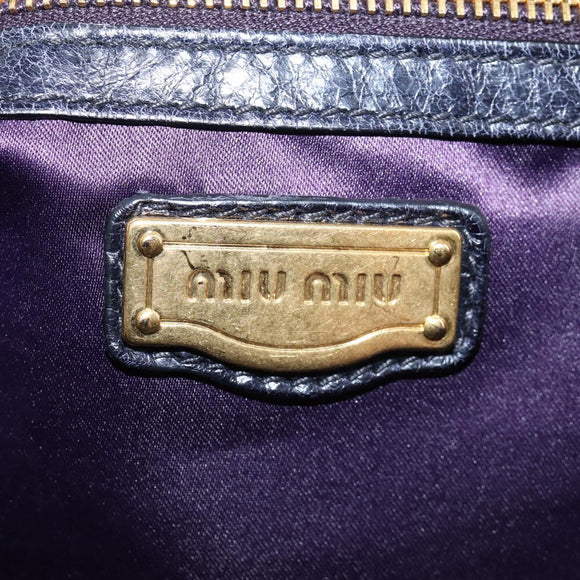 Miu Miu Matelasse Hand Bag Vitellolux 2way Black Gold Auth 207070V
