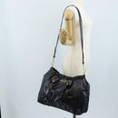 Miu Miu Matelasse Hand Bag Vitellolux 2way Black Gold Auth 207070V-25