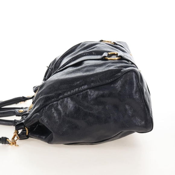 Miu Miu Matelasse Hand Bag Vitellolux 2way Black Gold Auth 207070V