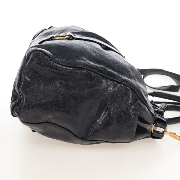 Miu Miu Matelasse Hand Bag Vitellolux 2way Black Gold Auth 207070V