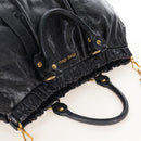 Miu Miu Matelasse Hand Bag Vitellolux 2way Black Gold Auth 207070V-6