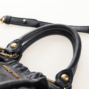 Miu Miu Matelasse Hand Bag Vitellolux 2way Black Gold Auth 207070V-8