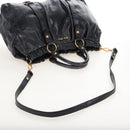 Miu Miu Matelasse Hand Bag Vitellolux 2way Black Gold Auth 207070V-9
