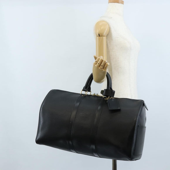 LOUIS VUITTON Epi Keepall 45 Boston Bag Black M42972 LV Auth 207072V