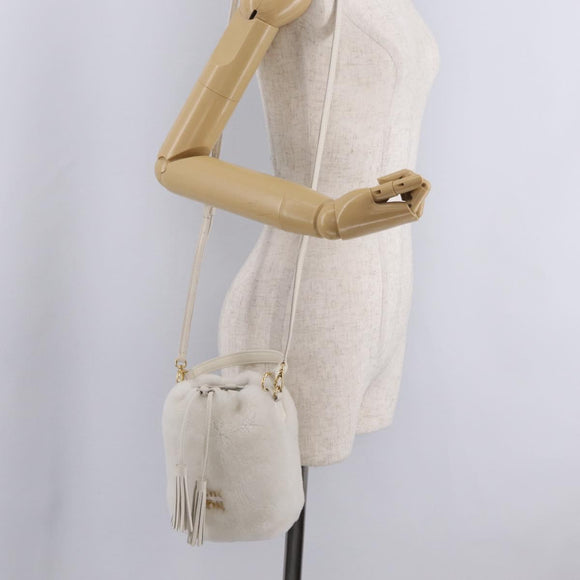 Miu Miu Shoulder Bag Fur 2way White Gold Auth 207074M