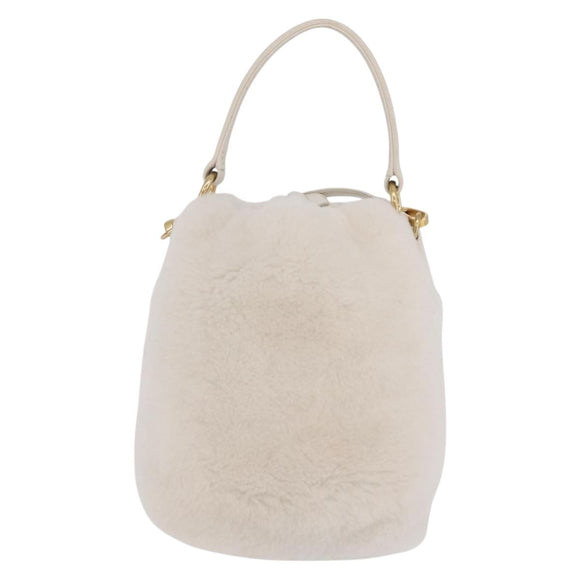Miu Miu Shoulder Bag Fur 2way White Gold Auth 207074M