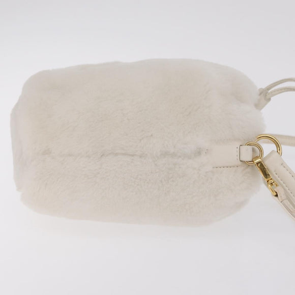 Miu Miu Shoulder Bag Fur 2way White Gold Auth 207074M