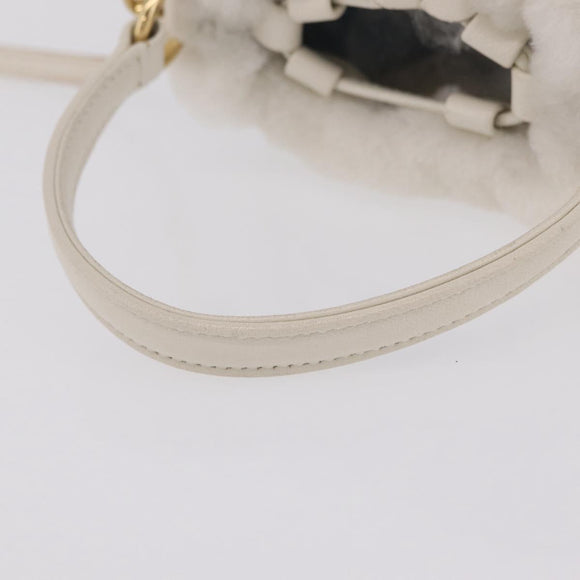Miu Miu Shoulder Bag Fur 2way White Gold Auth 207074M