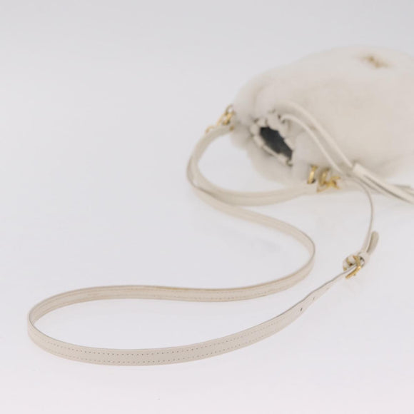 Miu Miu Shoulder Bag Fur 2way White Gold Auth 207074M