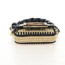 FENDI Nano Bucket Charm Hand Pouch Charm Raffia 2way Beige Gold Auth 207075M-12