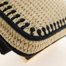 FENDI Nano Bucket Charm Hand Pouch Charm Raffia 2way Beige Gold Auth 207075M-15