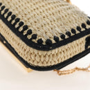 FENDI Nano Bucket Charm Hand Pouch Charm Raffia 2way Beige Gold Auth 207075M-16