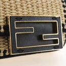 FENDI Nano Bucket Charm Hand Pouch Charm Raffia 2way Beige Gold Auth 207075M-18