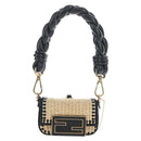 FENDI Nano Bucket Charm Hand Pouch Charm Raffia 2way Beige Gold Auth 207075M-2