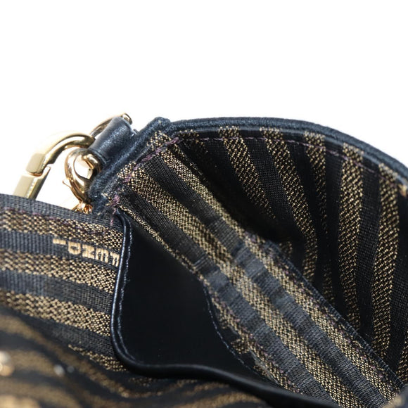 FENDI Nano Bucket Charm Hand Pouch Charm Raffia 2way Beige Gold Auth 207075M