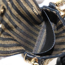 FENDI Nano Bucket Charm Hand Pouch Charm Raffia 2way Beige Gold Auth 207075M-24