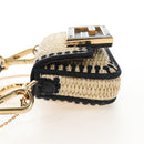 FENDI Nano Bucket Charm Hand Pouch Charm Raffia 2way Beige Gold Auth 207075M-4