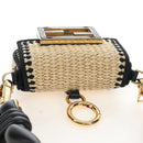 FENDI Nano Bucket Charm Hand Pouch Charm Raffia 2way Beige Gold Auth 207075M-6