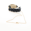 FENDI Nano Bucket Charm Hand Pouch Charm Raffia 2way Beige Gold Auth 207075M-9
