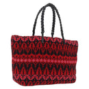 FENDI Tote Bag Wool Red Silver Auth 207077A-1