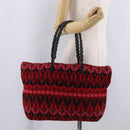 FENDI Tote Bag Wool Red Silver Auth 207077A-21