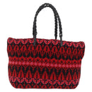 FENDI Tote Bag Wool Red Silver Auth 207077A-13