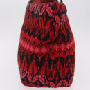 FENDI Tote Bag Wool Red Silver Auth 207077A-3