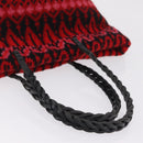 FENDI Tote Bag Wool Red Silver Auth 207077A-7