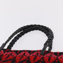 FENDI Tote Bag Wool Red Silver Auth 207077A-8