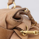 Miu Miu Matelasse Hand Bag Leather 2way Brown Gold Auth 207078A-10