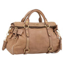 Miu Miu Matelasse Hand Bag Leather 2way Brown Gold Auth 207078A-1