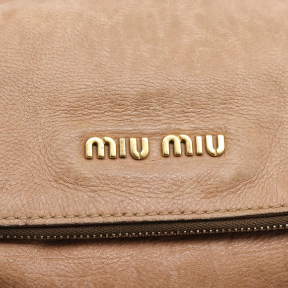 Miu Miu Matelasse Hand Bag Leather 2way Brown Gold Auth 207078A