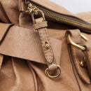 Miu Miu Matelasse Hand Bag Leather 2way Brown Gold Auth 207078A-23