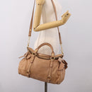 Miu Miu Matelasse Hand Bag Leather 2way Brown Gold Auth 207078A-29