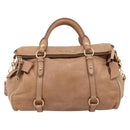 Miu Miu Matelasse Hand Bag Leather 2way Brown Gold Auth 207078A-13