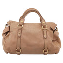 Miu Miu Matelasse Hand Bag Leather 2way Brown Gold Auth 207078A-2