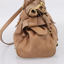 Miu Miu Matelasse Hand Bag Leather 2way Brown Gold Auth 207078A-3